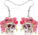 Wholesale 10pairs pack Red Flower Skull Pendant Acrylic Earrings Online Sale