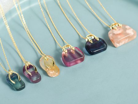 Wholesale Natural Crystal Raw Stone Shoe-shaped Colorful Fluorite Necklace Discount