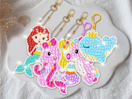 Wholesale Acrylic New 5d Bright Diamond DIY Handmade Diamond Painting Mermaid Unicorn Ice Cream Toy Keychain For Cheap