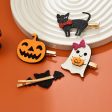 Wholesale Halloween Cartoon Pumpkin Cat Bat Ghost Leather Kids Hair Clips Online now