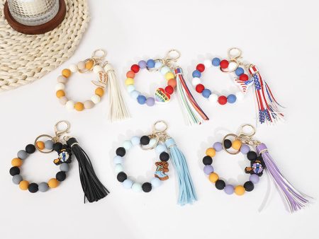 Wholesale 10pcs Halloween Cowboy Boots Silicone Tassel Wrist Keychain Online Sale