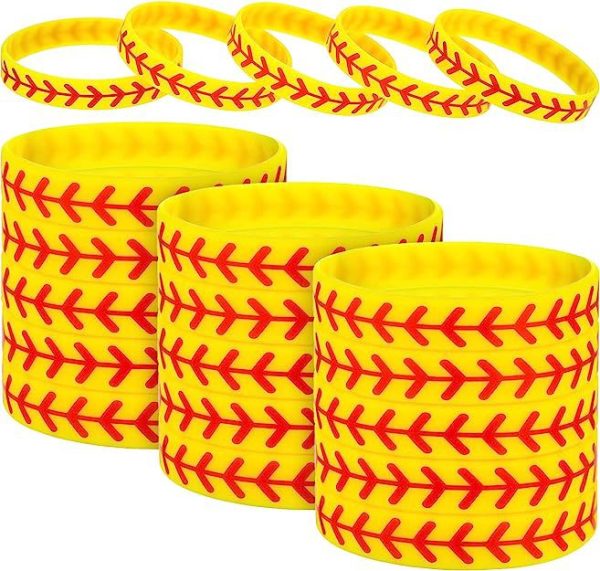 Wholesale 100pcs Softball Rubber Player Wristbands Bracelet For Sale