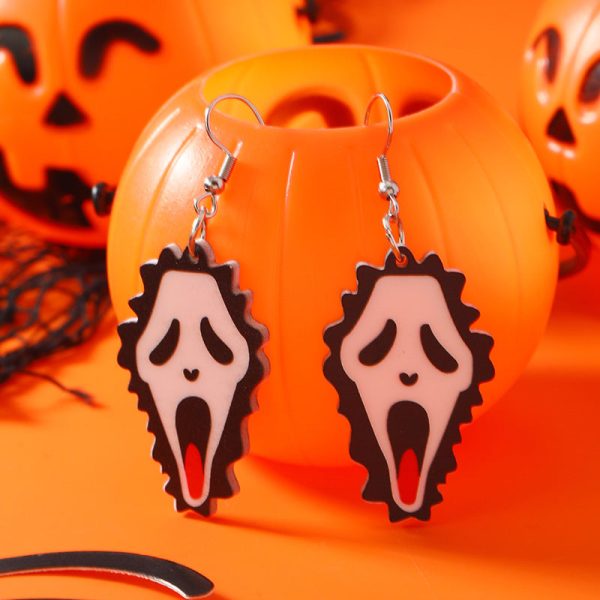 Wholesale 2023 Halloween Irregular Creative Multicolor Horror Acrylic Earrings on Sale