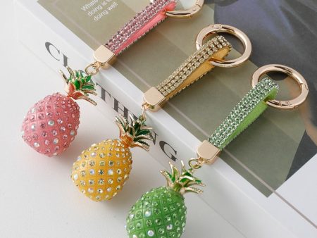 Wholesale Creative Cute Diamond-encrusted Alloy Rhinestone Three-dimensional Pineapple Keychain Online Hot Sale