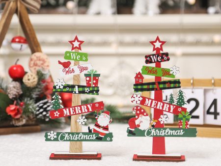 Wholesale Christmas Decorations Mini Desktop Christmas Tree Wooden Ornaments Hot on Sale