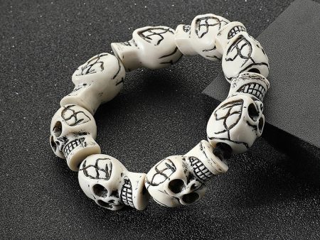 Wholesale Beaded Punk Resin Halloween Skull Bracelet Sale