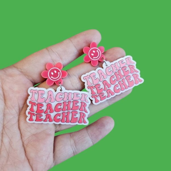 Wholesale 10PCS  Letters Beginning of School Season Graduation Season Flower Teacher Acrylic Earrings Online