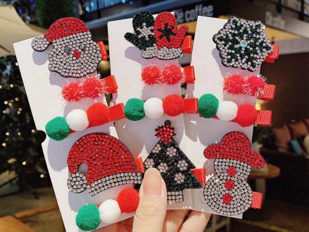 Wholesale Christmas Tree Snowman Fabric Hairpins Online