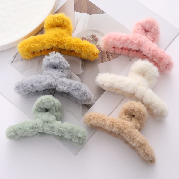 Wholesale autumn and winter plush head hair catch elegant temperament shark clip hair clip on Sale