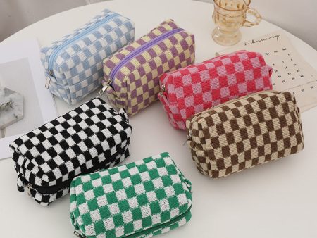 Wholesale Checkerboard Wool Cosmetic Bag Online now