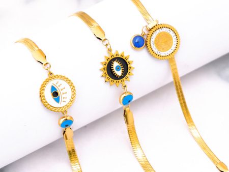 Wholesale Blue Eyes Bracelet Titanium Steel Flower Sun Sticky Diamond Portrait Round Bracelet Online Sale