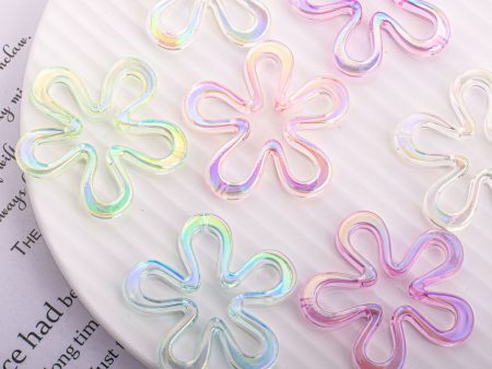 Wholesale 10PCS  Small Flower Large Wreath Vertical Hole Through Hole Acrylic Beads Cheap