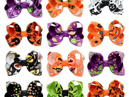 Wholesale Halloween Dress Up Cartoon Print Fabric Kids Hair Clips Hot on Sale