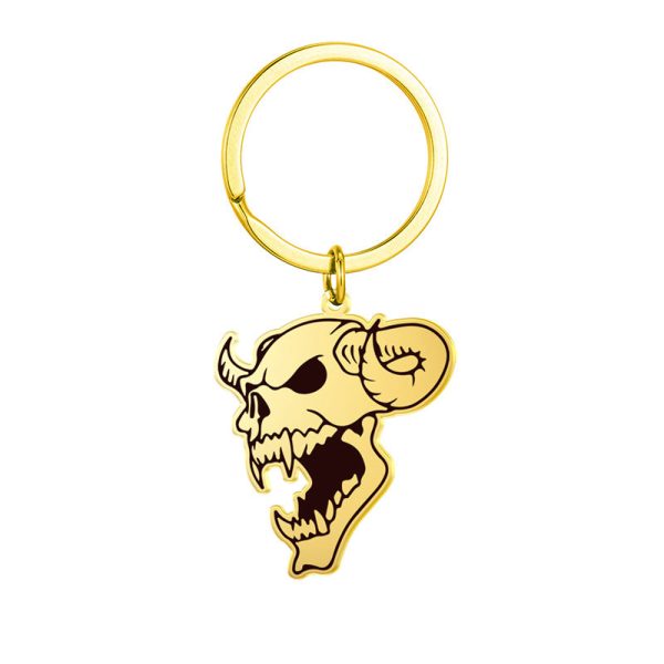 Wholesale Halloween Stainless Steel Skull Bull Head Keychain Discount