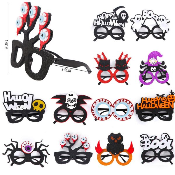 Wholesale Halloween Party Kids Adult Horror Props Skeleton Ghost Glasses Frame Sale