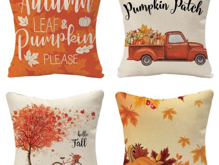 Wholesale Thanksgiving Autumn Maple Leaf Series Linen Pillow Cover on Sale