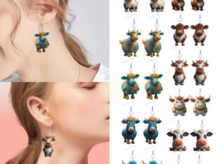 Wholesale Cartoon Cute Farm Yak Creative Acrylic Earrings Sale