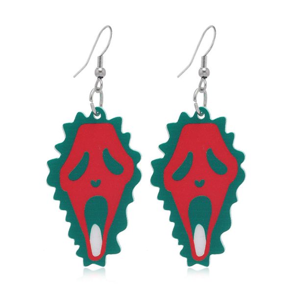 Wholesale 2023 Halloween Irregular Creative Multicolor Horror Acrylic Earrings on Sale