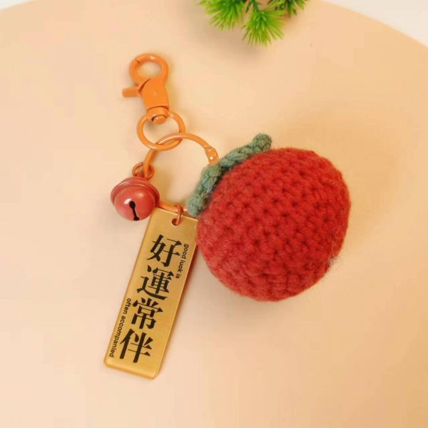 Wholesale 2pcs Knitted Persimmon Peanuts Plush Keychain Supply