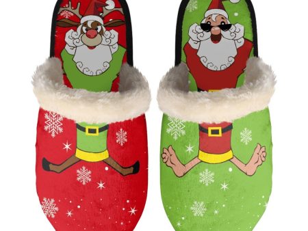 Wholesale Christmas Santa Claus Pattern Printed Cotton Slippers Sale