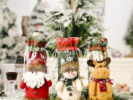 Wholesale Christmas Decoration Supplies Knitting Faux Bark Fabric Wine Bottle Cover Sale