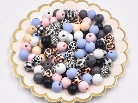 Wholesale 250PCS DIY Printed Leopard Print 16MM Vintage Colored Wood Beads For Discount