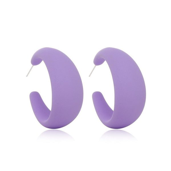 Wholesale 925 Silver Needle Candy Color C Shape Acrylic Stud Earrings Cheap