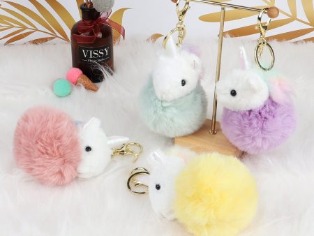 Wholesale 4pcs pack Aromatherapy Fur Ball Unicorn Keychain Fashion