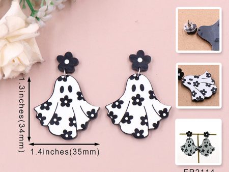 Wholesale 5pairs pack Flower Ghost Halloween Acrylic Earrings Hot on Sale