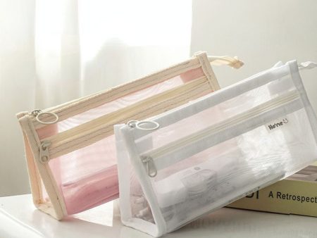 Wholesale Transparent Double-layer Mesh Pen Bags Online Hot Sale