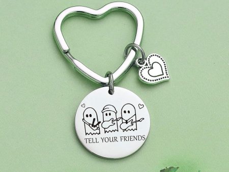 Wholesale Halloween Music Ghost Stainless Steel Keychain Online Hot Sale