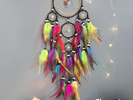 Wholesale colorful dream catcher wind chime natural crystal feather decoration Online