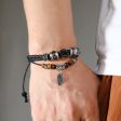 Wholesale Beaded Multi-layer Woven Leaves Men s Leather Bracelet Fashion