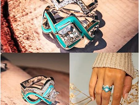 Wholesale Alloy Sea Wave Drip Oil Irregular Two-Piece Ring Set For Discount