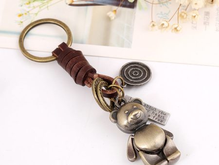 Wholesale Vintage Woven Cowhide Leather Keychains For Cheap