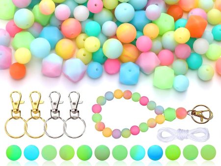 Wholesale 88 Luminous Silicone Beads DIY Wrist Keychain Kit Fashion