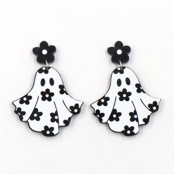 Wholesale 5pairs pack Flower Ghost Halloween Acrylic Earrings Hot on Sale