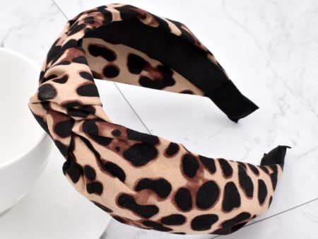 Wholesale Autumn and Winter New Leopard Print Wide Fabric Headband Cheap