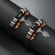 Wholesale Beaded Multi-layer Woven Leaves Men s Leather Bracelet Fashion