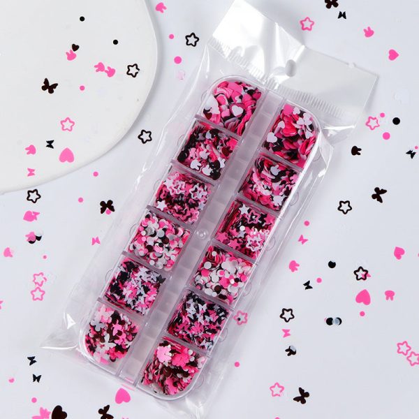 Wholesale Black and Pink Rabbit Love Circle Nail Stickers Pet Sequins Supply