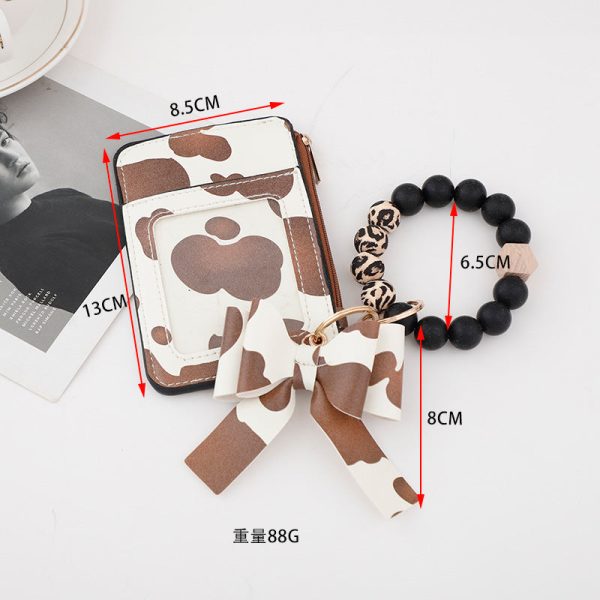 Wholesale 10PCS Silicone Bead Bracelet Card Bag Tassel Wallet PU Keychains Fashion