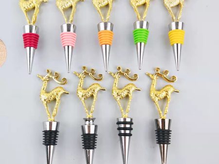 Wholesale DIY Golden Deer Household Zinc Alloy Red Wine Bottle Stoppers Online Hot Sale