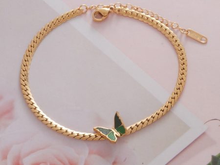 Wholesale Titanium Steel Non-fading Snake Bone Chain Butterfly Anklet Fashion