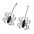 Wholesale 2pairs pack Halloween Black Spider Black and White Water Diamond Long Metal Earrings Online Hot Sale