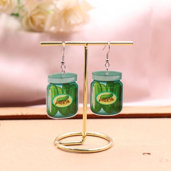 Wholesale Acrylic Cute Vegetable Cucumber Pickled Cucumber Earrings Cheap