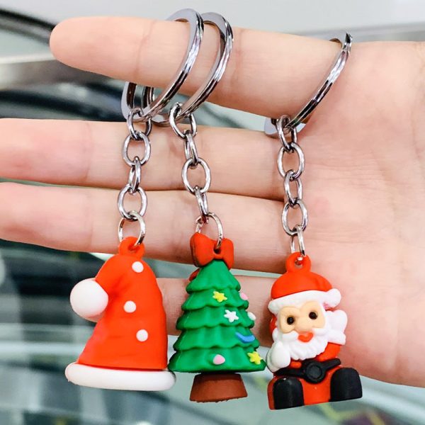 Wholesale 10PCS PVC Cartoon Christmas Series Keychain For Discount