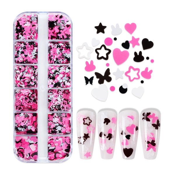 Wholesale Black and Pink Rabbit Love Circle Nail Stickers Pet Sequins Supply