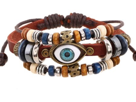 Wholesale Beaded Eyes Adjustable Male and Female Cortex Bracelet Discount