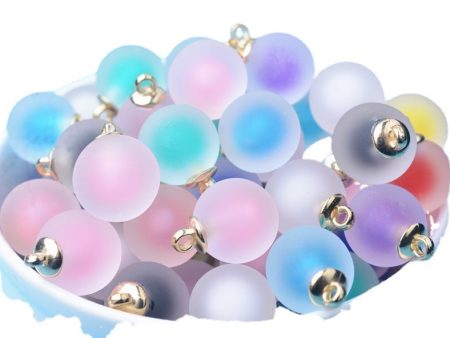 Wholesale 20pcs Alloy Glass Acrylic Small Ball Pendant DIY Handmade Jewelry Bulk Accessories Earring Accessories Key Case Pendant Cheap