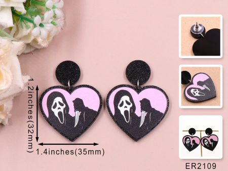 Wholesale 5pairs pack Love Ghost Terror Halloween Acrylic Earrings Hot on Sale